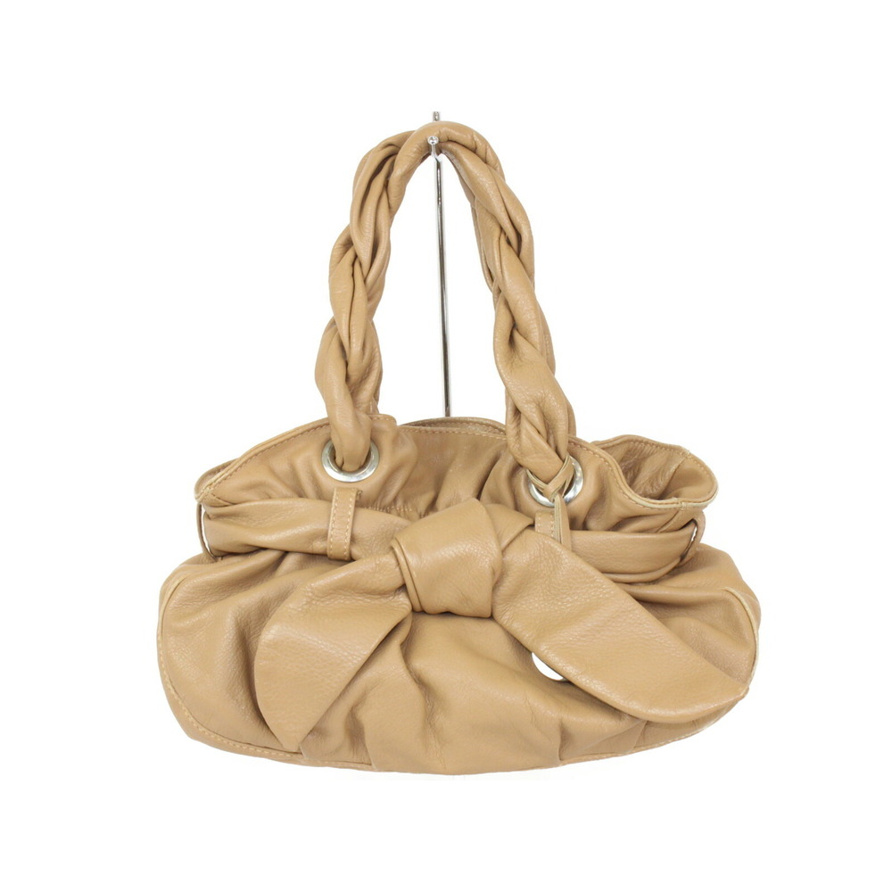 FURL Camel Tan leather handbag bag ribbon